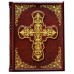 Книга "Православный молитвослов" в кожаном переплете ручной работы с рельефным цветным  и глубоким блинтовым тисненим в футляре