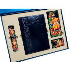 Подарочный набор "Премиум": ежедневник в кожаном переплете, металлическая ручка,  Power Bank Xiaomi в кожаном переплете, Flash-карта в кожаном исполнении, подарочная коробка