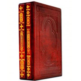 Издание "Иконы святых воинов в 2-х томах" в кожаном переплете ручной работы в футляре